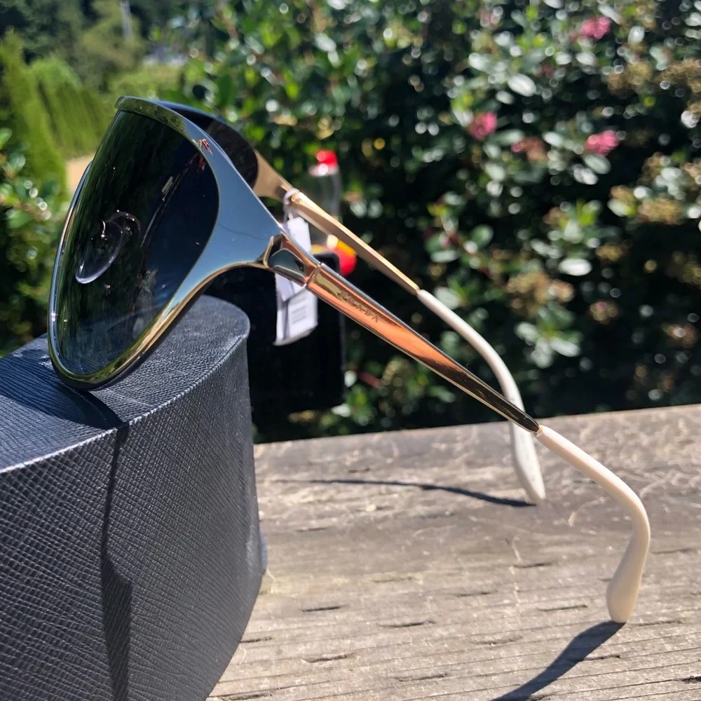 🆕 Prada Gold shield unisex Sunglasses made in Italy